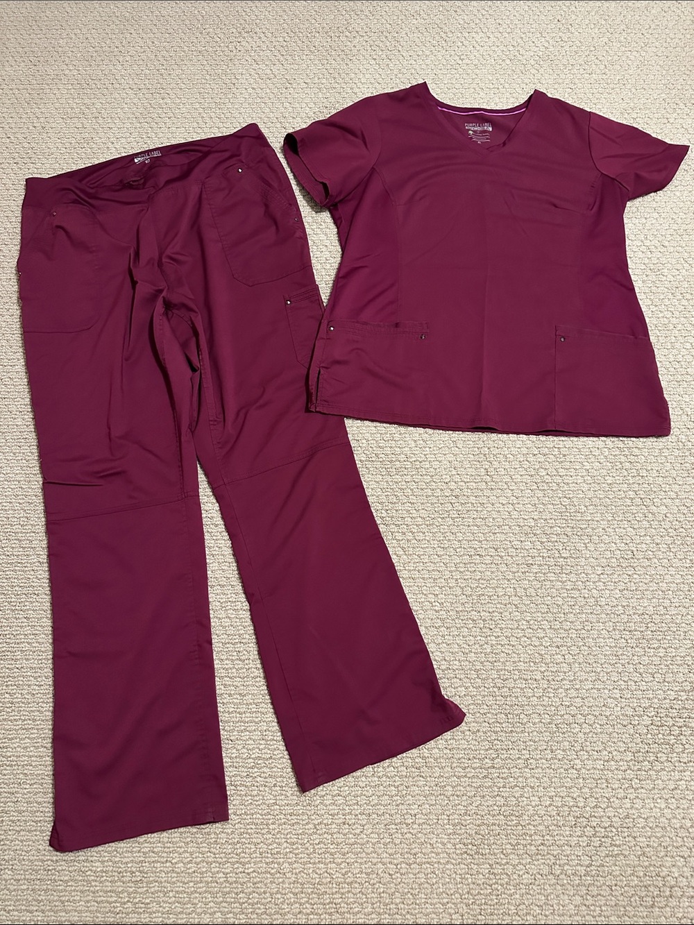 Purple Label Yoga healing hands scrub set Burgandy XL/XLT